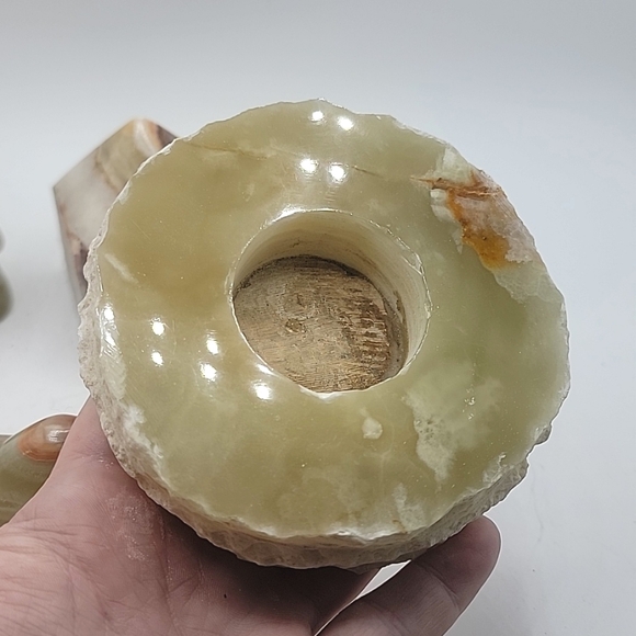 Natural Onyx Bundle Candle Holder Pyramid Point Cloud Flame - Picture 5 of 6